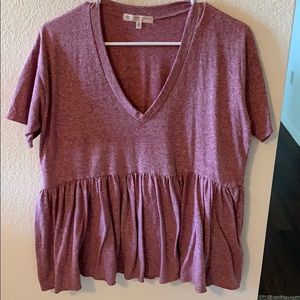 Urban Outfitters pink v neck babydoll peplum tee